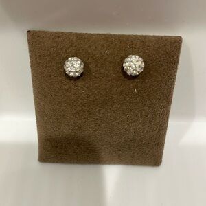 Girls White Sparkle Earrings